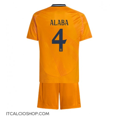 Real Madrid David Alaba #4 Seconda Maglia Bambino 2024-25 Manica Corta (+ Pantaloni corti)